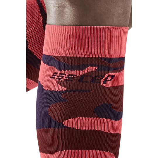 Ψηλές κάλτσες με συμπίεση Camocloud, γυναικείες, ροζ/παγόνι, λεπτομέρεια λογότυπου