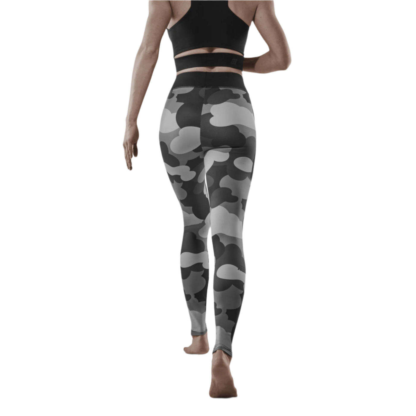 Camocloud Tights, Women, Black/Grey Camo, Back View Model