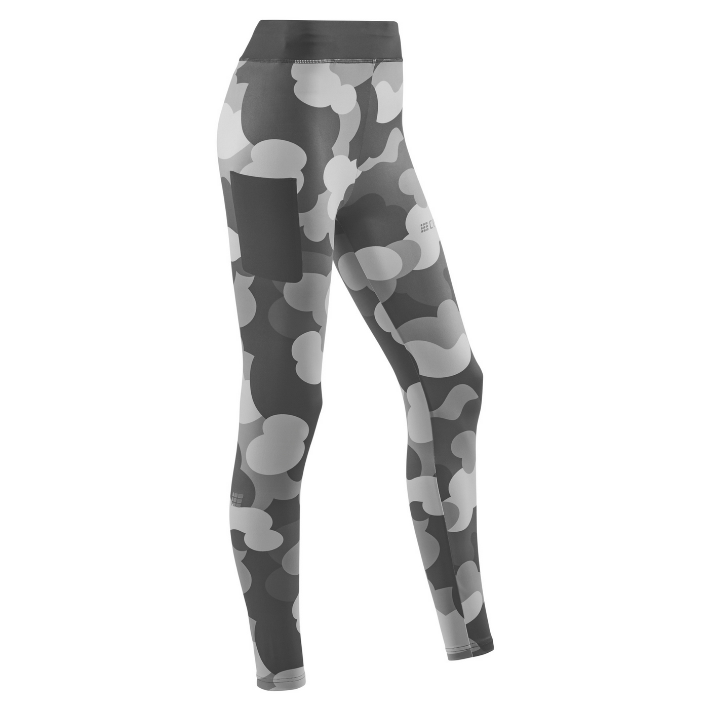 Camocloud Tights, Women, Black/Grey Camo, Front View