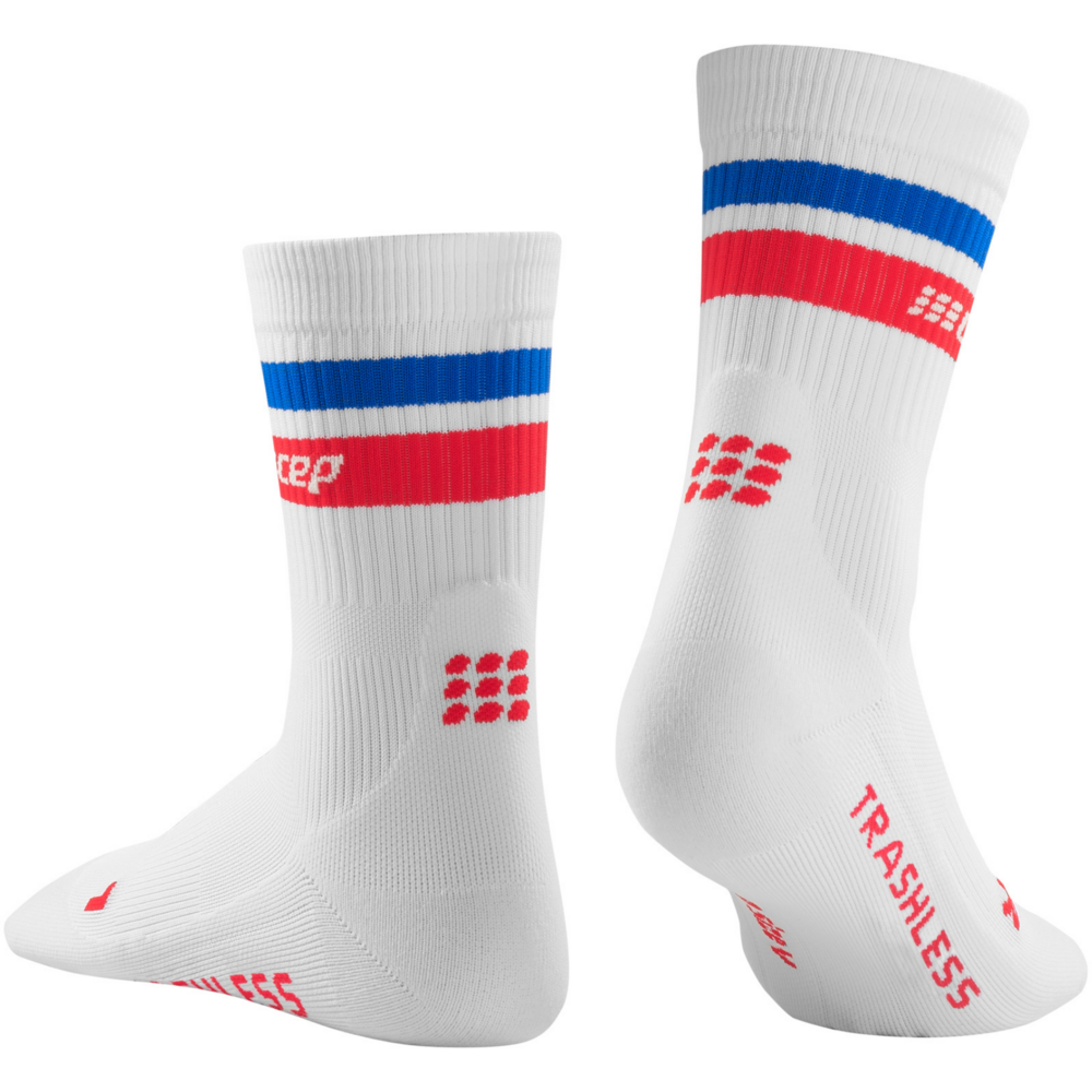Trashless socks, Mid Cut, Men, White/Blue & Red 