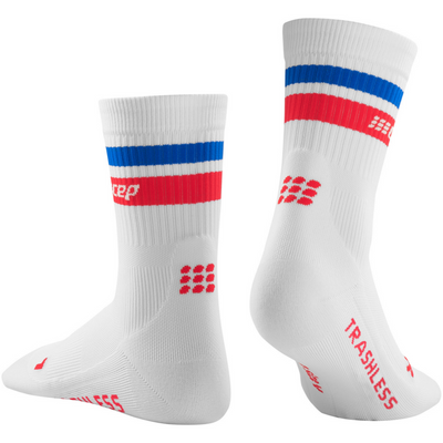 Trashless socks, Mid Cut, Men, White/Blue & Red 