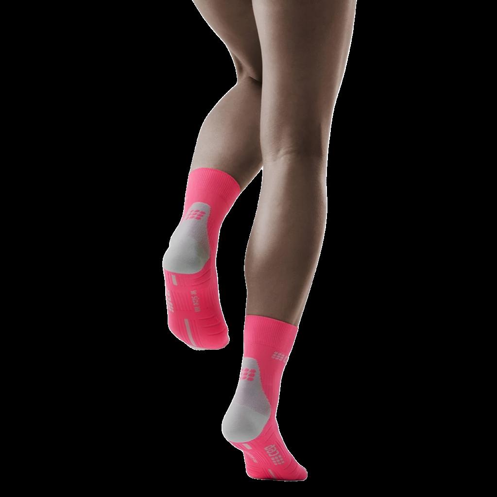 Short Compression Socks 3.0, Women, Rose/Light Grey - Back View