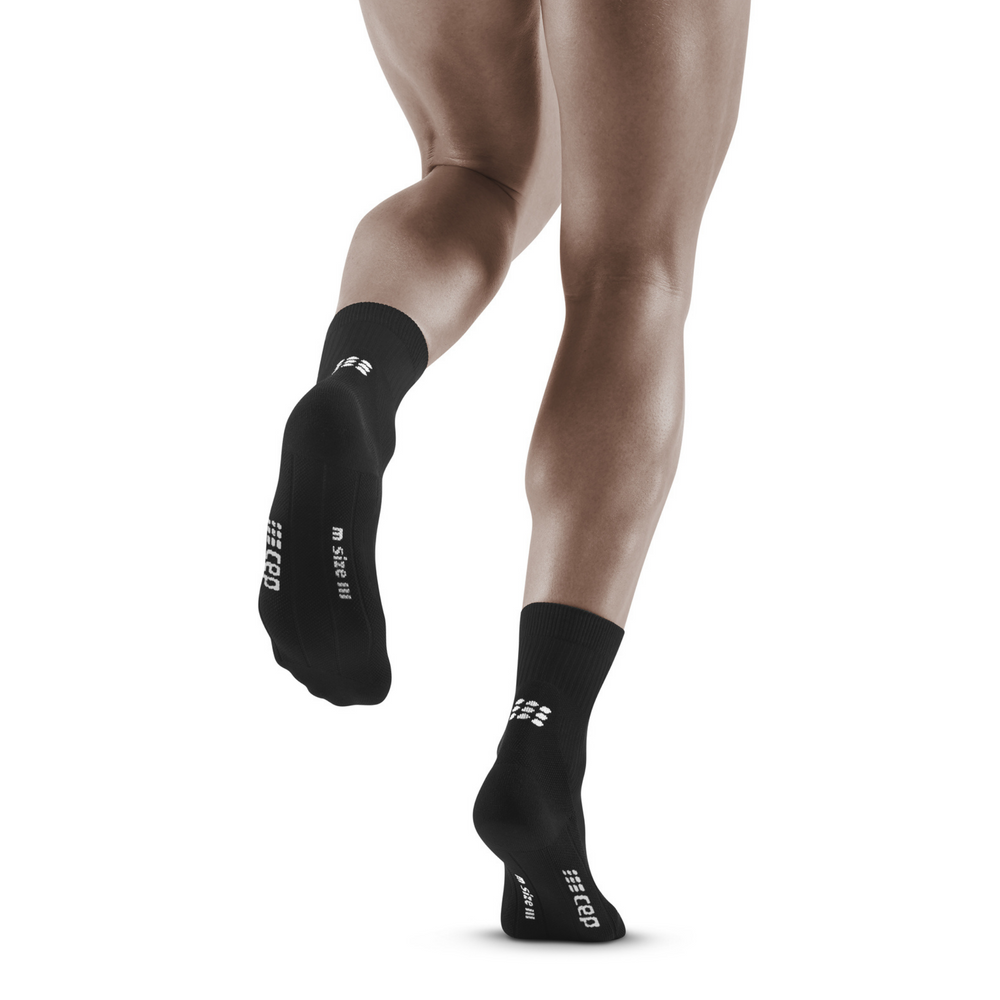 Classic Mid Cut Compression Socks, Men, Black, Back View Model