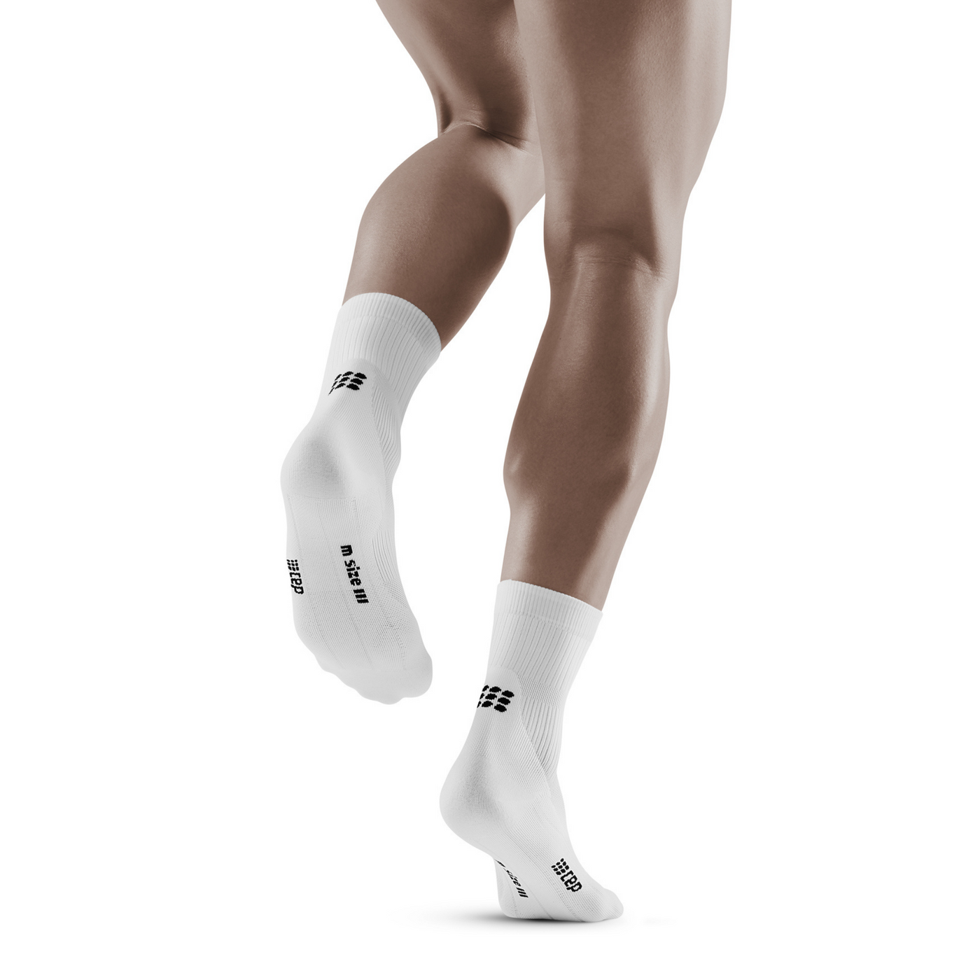 Classic Mid Cut Compression Socks, Men, White, Back View Model