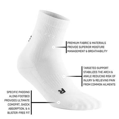 Classic Mid Cut Compression Socks, Women, White, Details