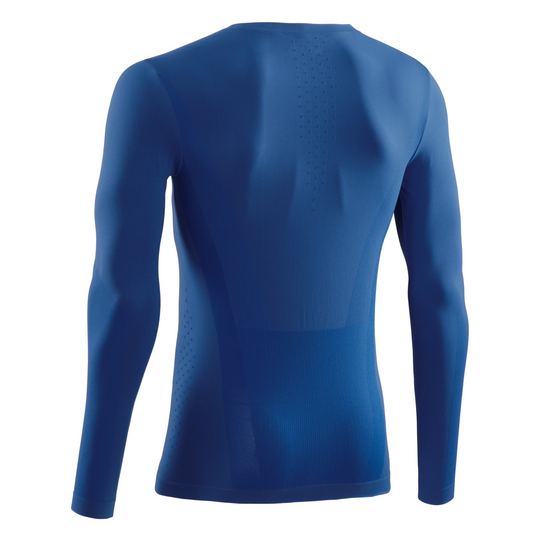 Camisa básica de manga comprida para clima frio, masculina, azul royal, vista traseira