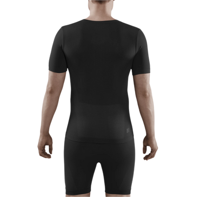 Cold Weather Short Sleeve Base Shirt, Men, Black, Back View Model
