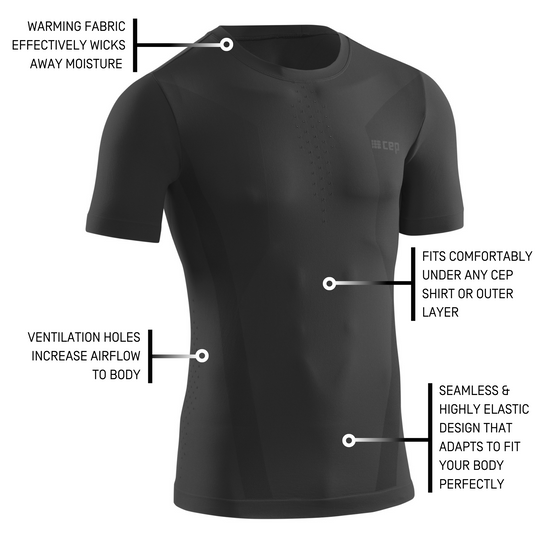 Camisa básica manga curta para clima frio, masculina, preta, detalhes
