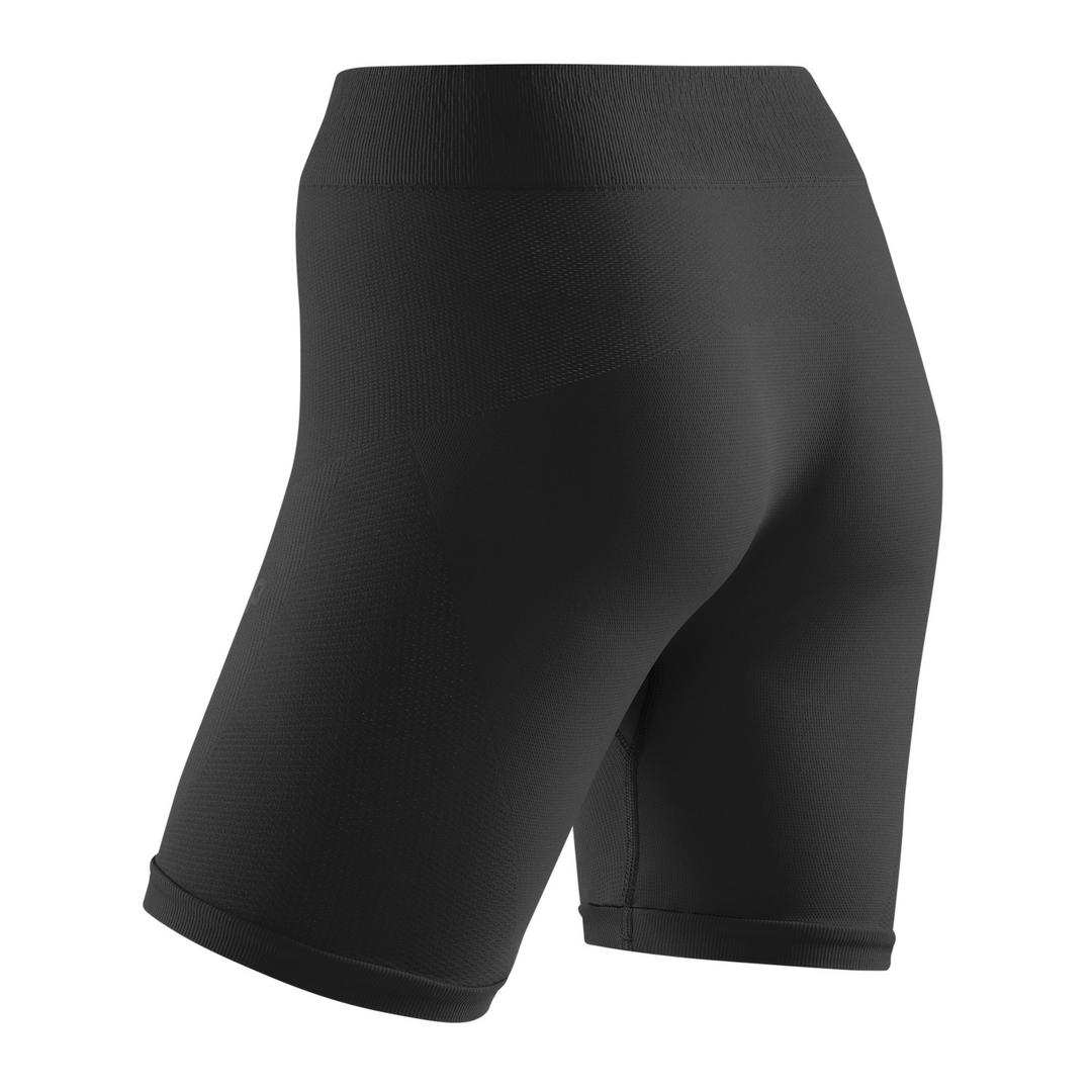 Shorts base para clima frio, feminino, preto, vista traseira