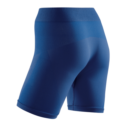Shorts base para clima frio, feminino, azul royal, vista traseira