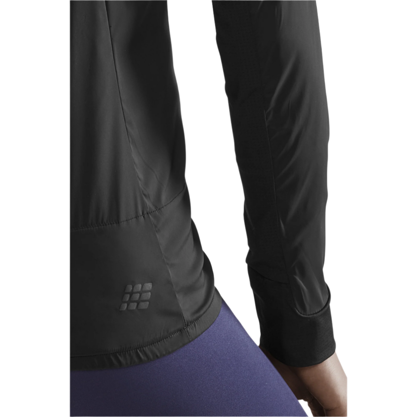 Cold Weather Windbreaker, Women, Black, Bottom Logo Detail