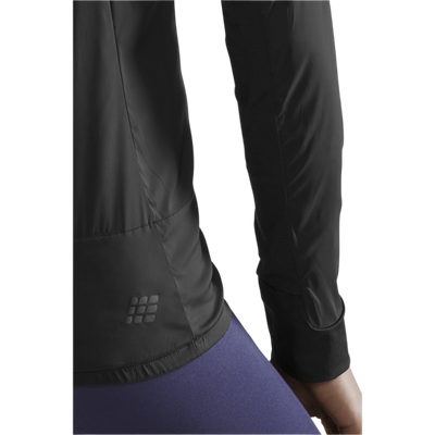 Cold Weather Windbreaker, Women, Black, Bottom Logo Detail