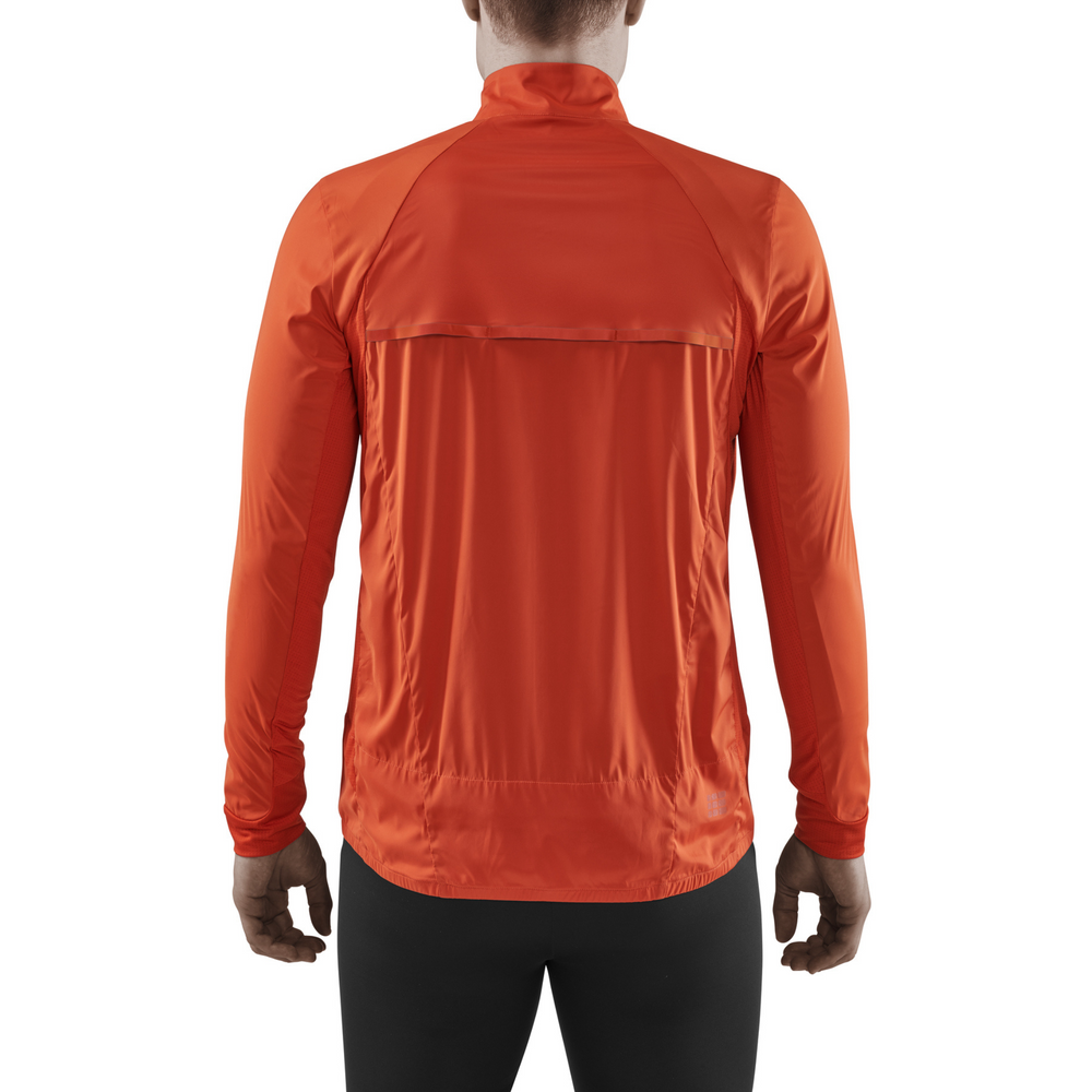 Cortavientos para clima frío, hombre, naranja oscuro, modelo vista de espaldas