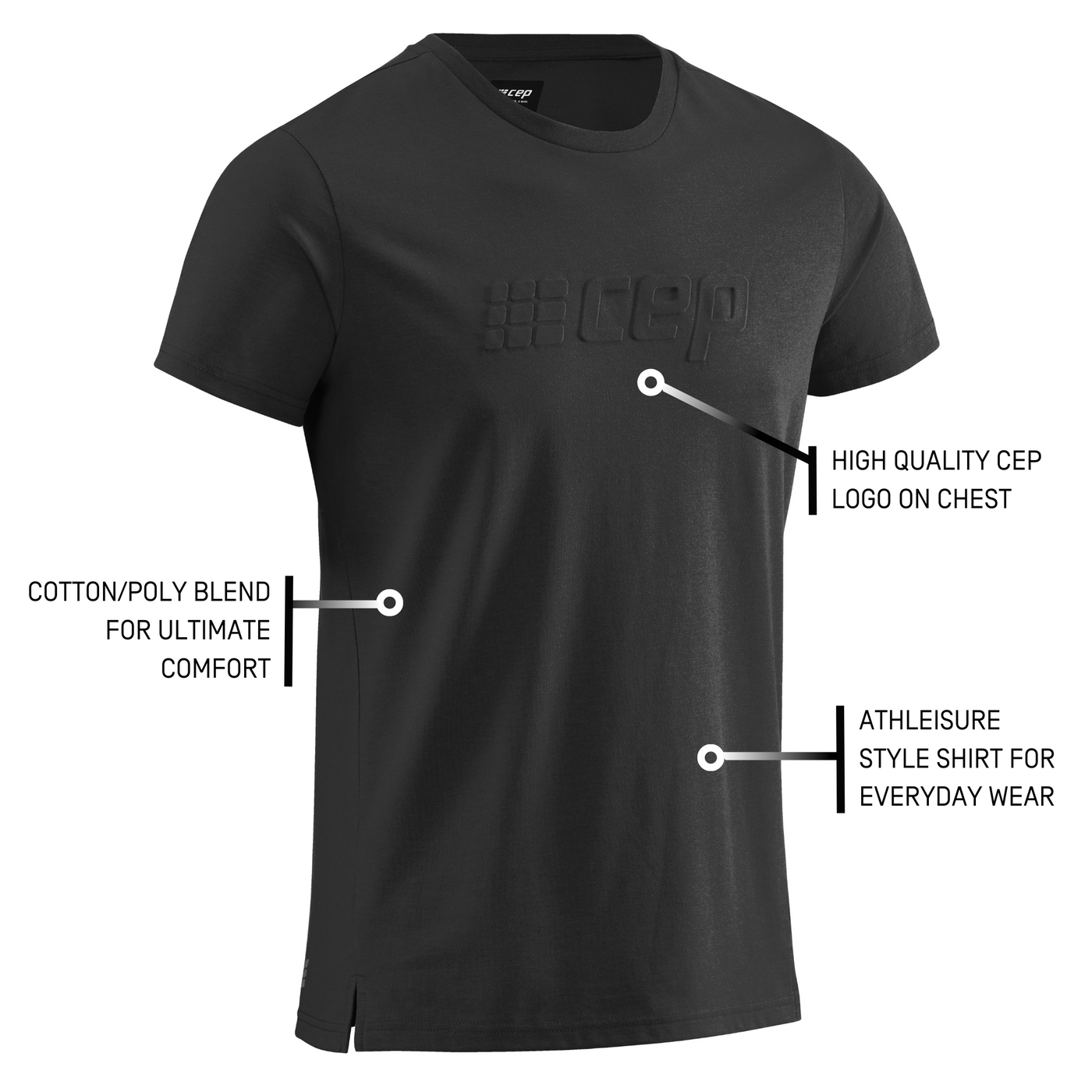 Crew Short Sleeve Shirt, Men, Black, Details