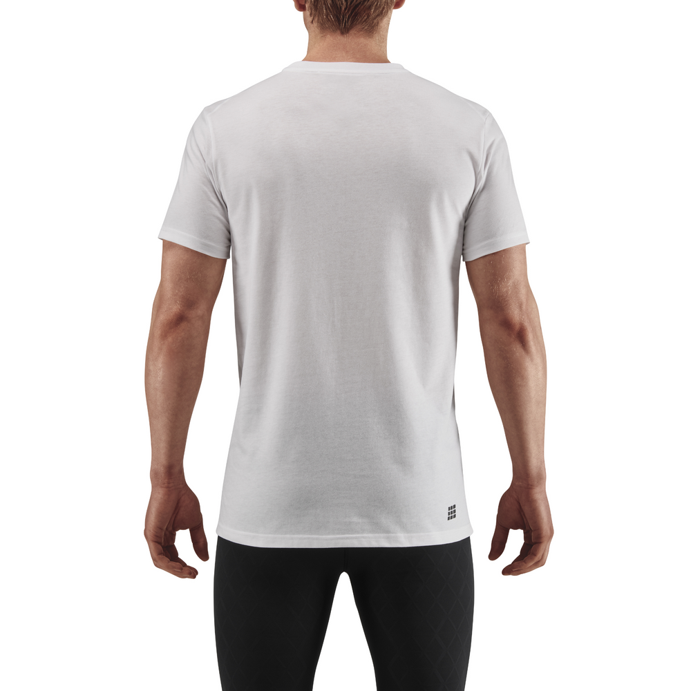 Camisa manga curta Crew, masculina, branca, modelo vista traseira