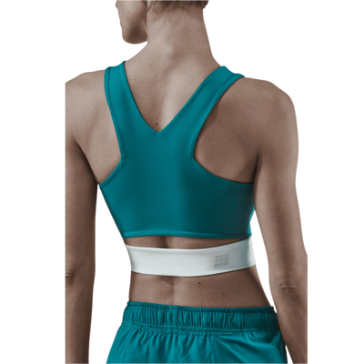 Training Crop Top, Women, Petrol, Back View Model