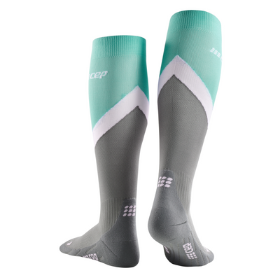 Chevron Tall Compression Socks, Men, Ocean/Grey, Back View