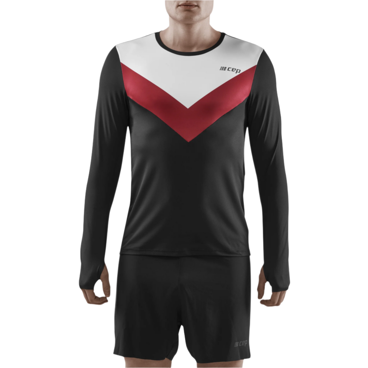 Chevron Long Sleeve Shirt, Men, Red/Black