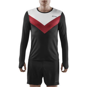 Chevron Long Sleeve Shirt, Men, Red/Black
