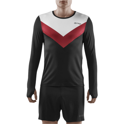 Chevron Long Sleeve Shirt, Men, Red/Black