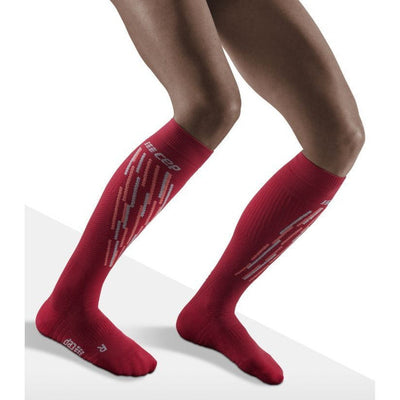Ski Thermo Socks, Women, Cranberry/Orange - Front View Model