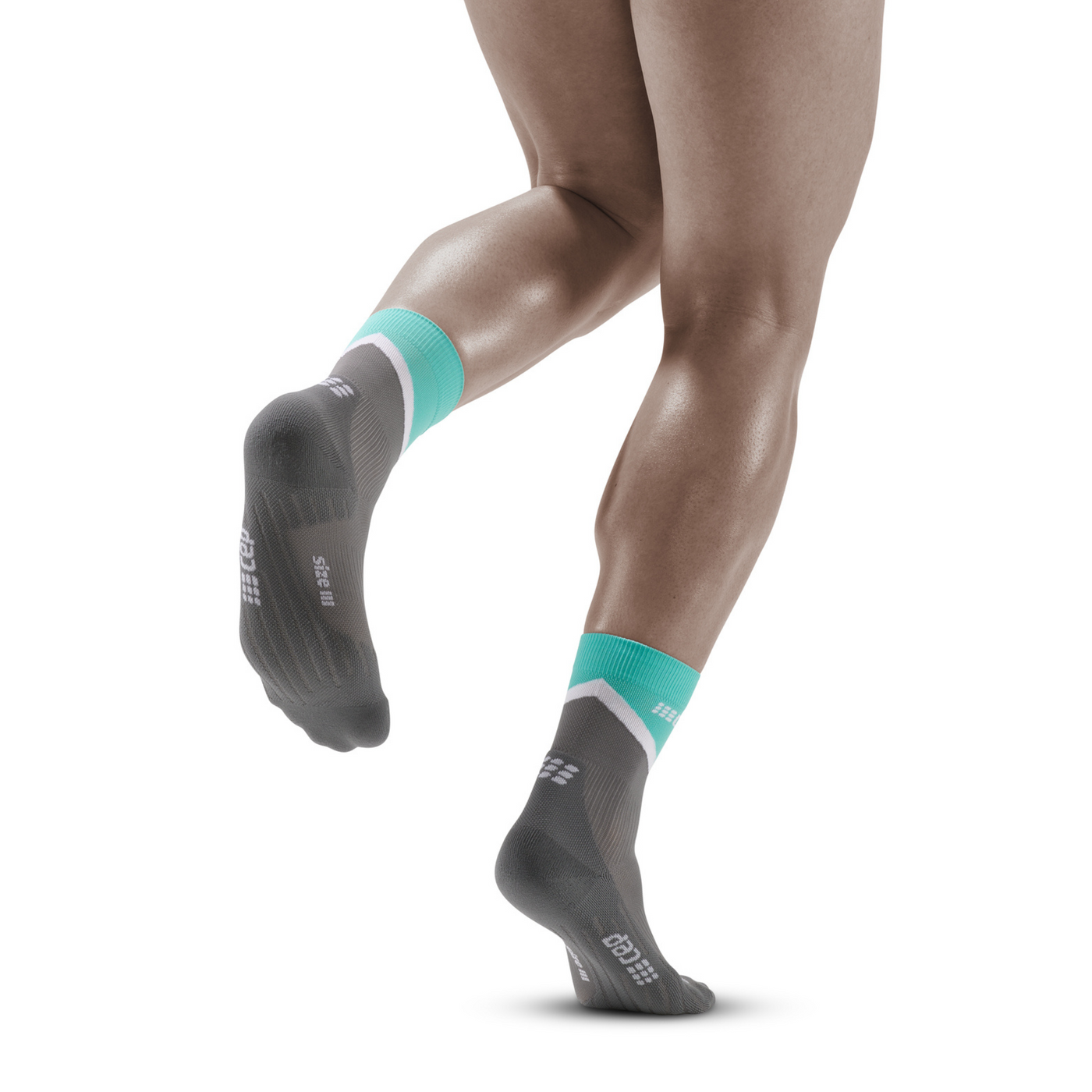 Chevron Mid Cut Compression Socks, Men, Ocean/Grey, Back View Model