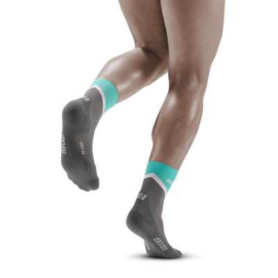 Chevron Mid Cut Compression Socks, Men, Ocean/Grey, Back View Model