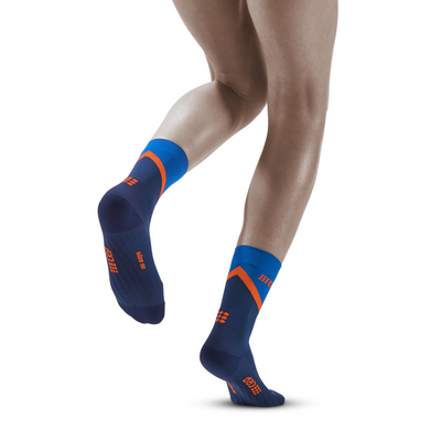 Chevron Mid Cut Compression Socks, Women, Peacoat/Blue, Back View Model