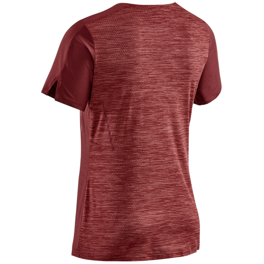 Camiseta Run manga corta, mujer, rojo oscuro, vista trasera