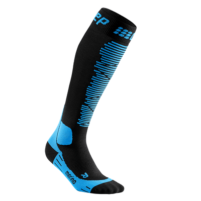 Ski Merino Tall Compression Socks, Men, Black/Blue