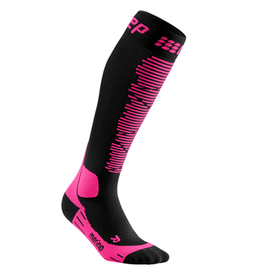 Ski Merino Tall Compression Socks, Women, Black/Pink 