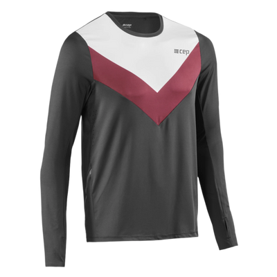 Chevron Long Sleeve Shirt, Men, Red/Black, Front View
