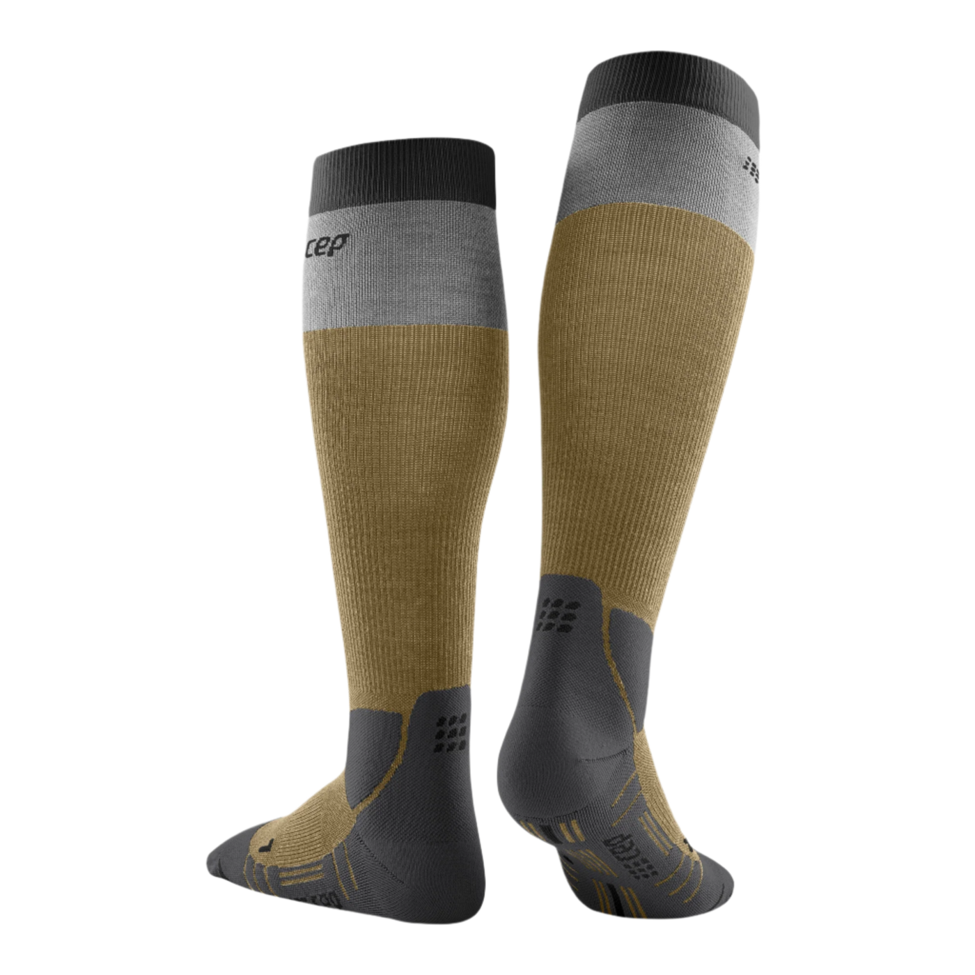 Hiking Light Merino Tall Compression Socks, Men, Beige/Grey, Back View