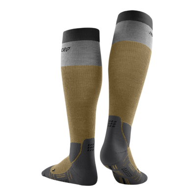 Hiking Light Merino Tall Compression Socks, Men, Beige/Grey, Back View