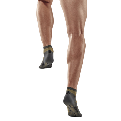 Hiking Light Merino Low Cut Compression Socks, Men, Olive/Grey, Back View Model