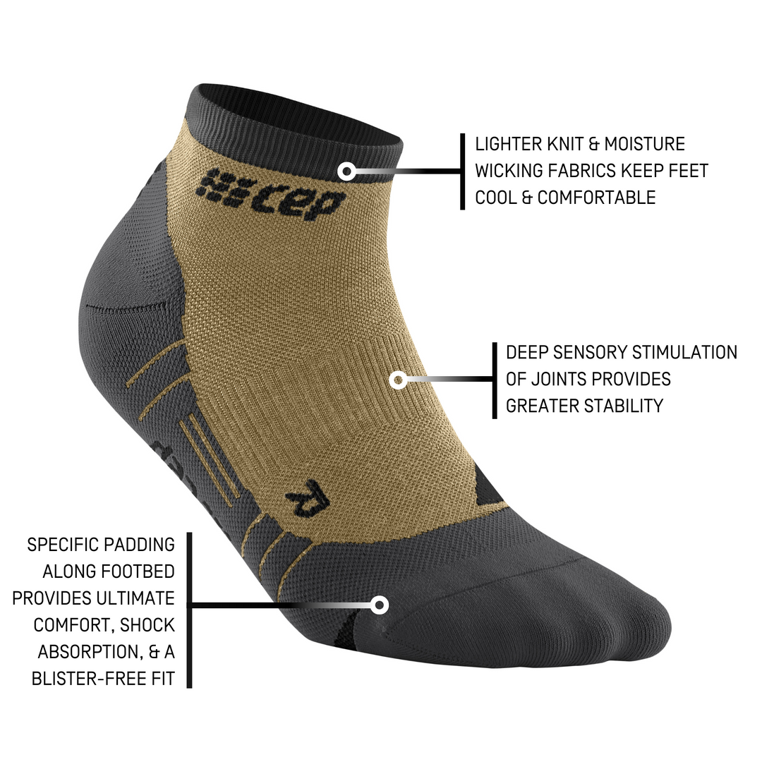 Hiking Light Merino Low Cut Compression Socks, Men, Olive/Grey, Detail