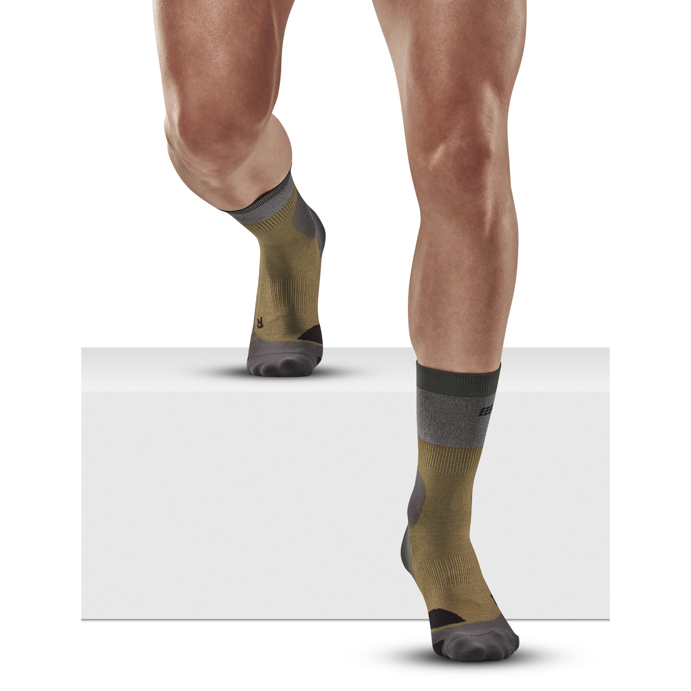 Hiking Light Merino Mid Cut Compression Socks, Men, Beige/Grey