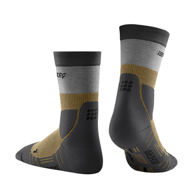 Hiking Light Merino Mid Cut Compression Socks, Men, Beige/Grey, Back View