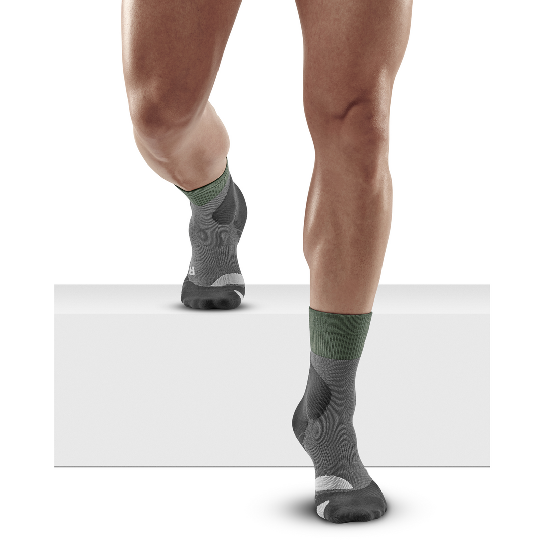 Κάλτσες Συμπίεσης Πεζοπορίας Μερίνο Μεσαίας Κοπής, Ανδρικές, Πράσινες/Γκρι