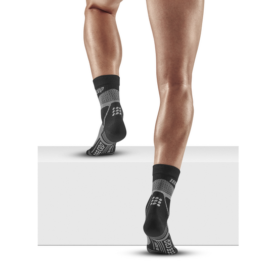 Hiking Max Cushion Mid Cut Compression Socks, Men, Grey/Black, Back-View Model