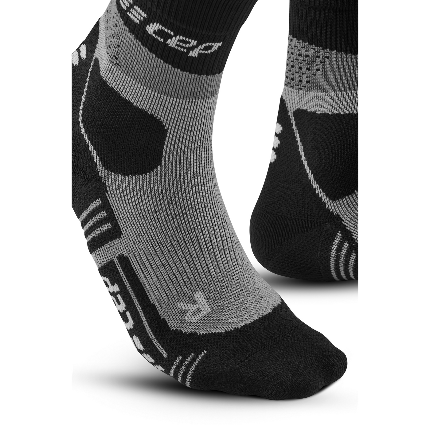 Hiking Max Cushion Mid Cut Compression Socks, Men, Grey/Black, Foot Details
