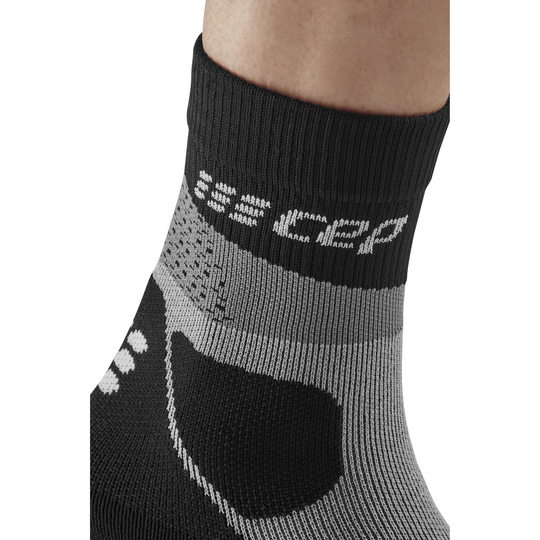 Hiking Max Cushion Mid Cut Compression Socks, Men, Grey/Black, Logo Details