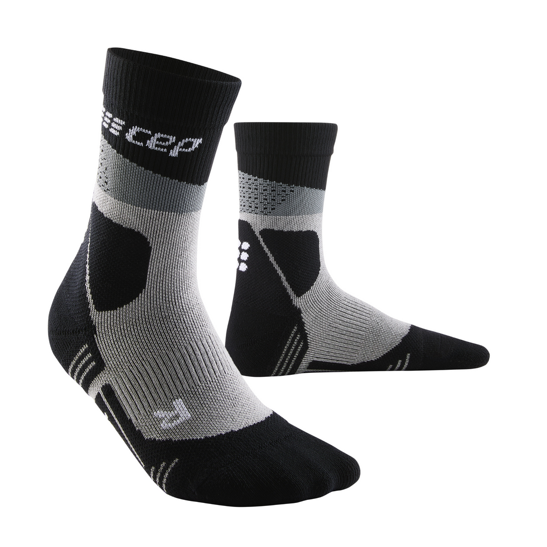 Hiking Max Cushion Mid Cut Compression Socks, Men, Grey/Black, Side View