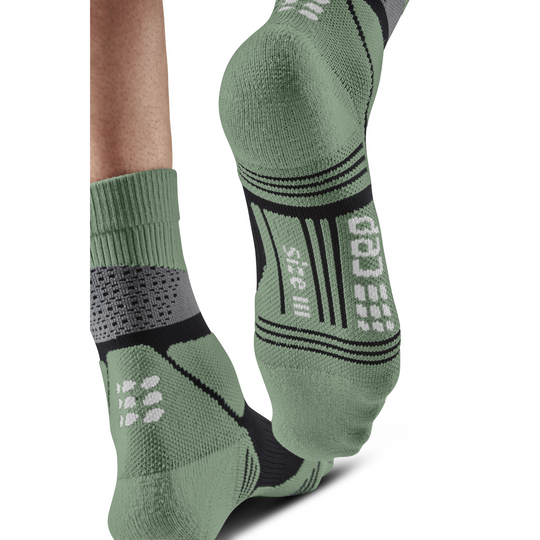 Hiking Max Cushion Mid Cut Compression Socks, Men, Grey/Mint, Back Details
