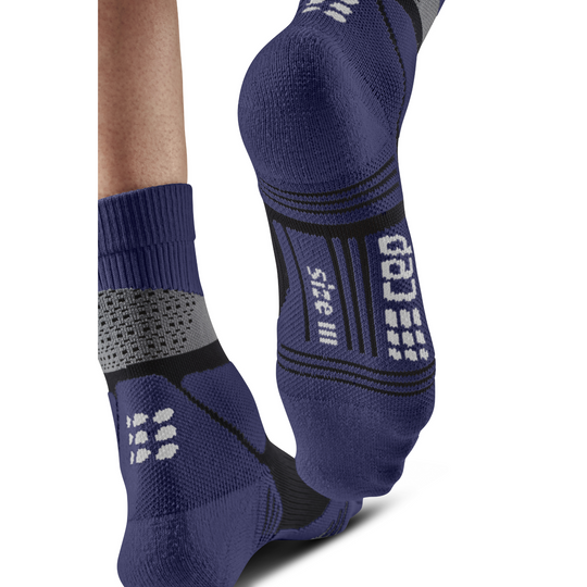 Hiking Max Cushion Mid Cut Compression Socks, Men, Grey/Purple, Back Details