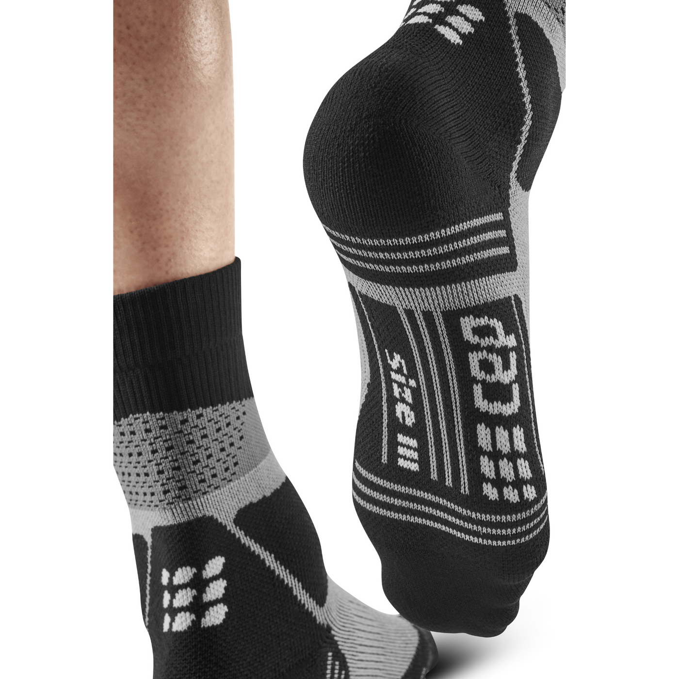 Hiking Max Cushion Mid Cut Compression Socks, Women, Grey/Black, Back Details