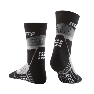 Hiking Max Cushion Mid Cut Compression Socks, Women, Grey/Black, Back View