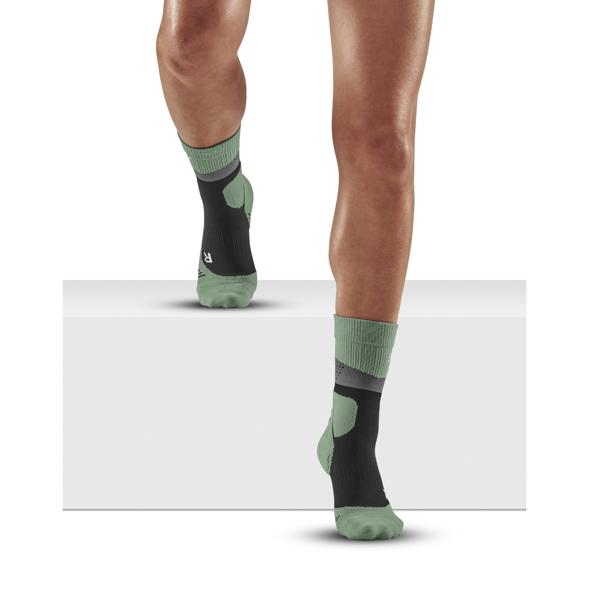 Hiking Max Cushion Mid Cut Compression Socks, Women, Grey/Mint