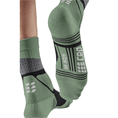Hiking Max Cushion Mid Cut Compression Socks, Women, Grey/Mint, Back Details