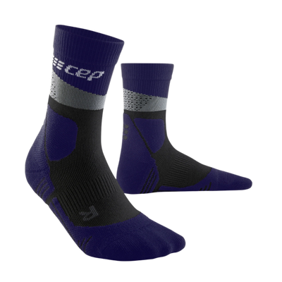 Hiking Max Cushion Mid Cut Compression Socks, Women, Grey/Purple, Side View